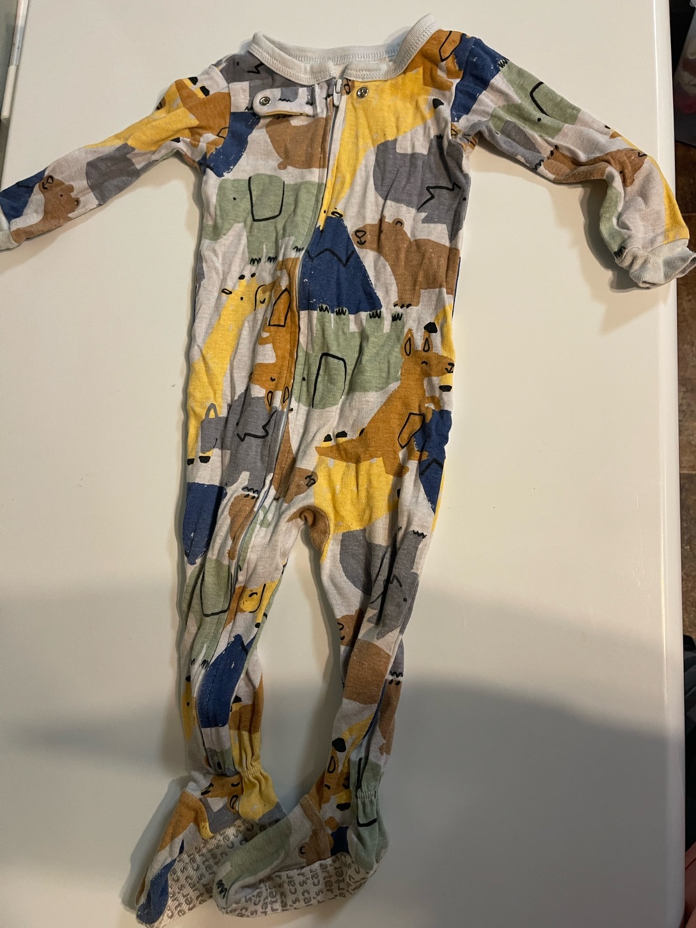 Carter's Kids Fox Print in Yellow, Blue, Green, Brown, Gray footie pajamas